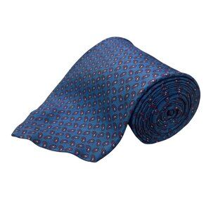 Bert Pulitzer Mens Blue Silk Paisley Patterned Tie Formal Neckwear Made In USA